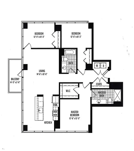 Floor plan 3 BR, 2 BTH