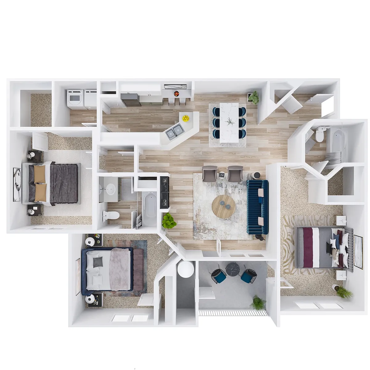 Floor plan 3 Bed 2 Bath - Renovated