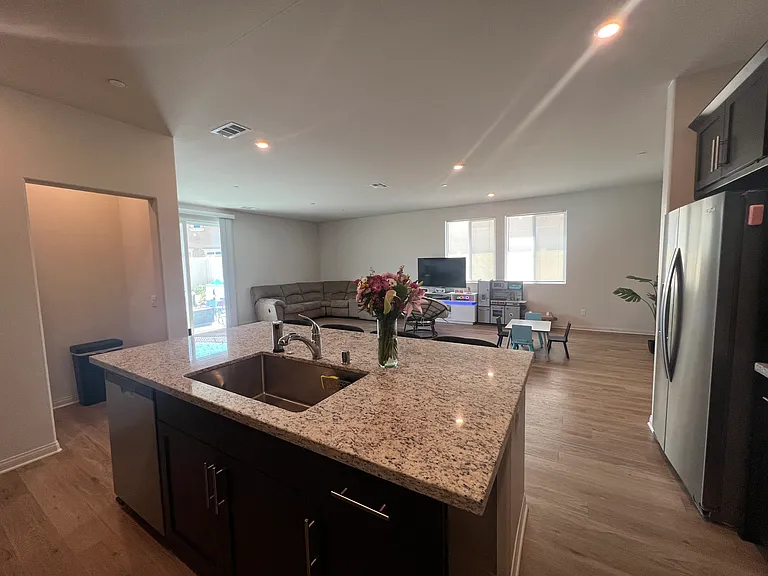 Kitchen Island overlooking Great Room