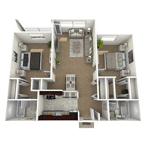 Floor plan 2BR/2BA Longfellow (Loft)