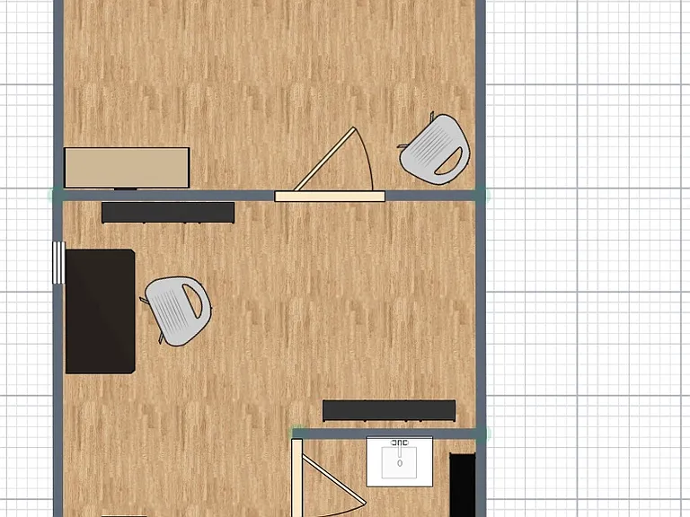 floor plan for private upstairs suite. 350 square feet.