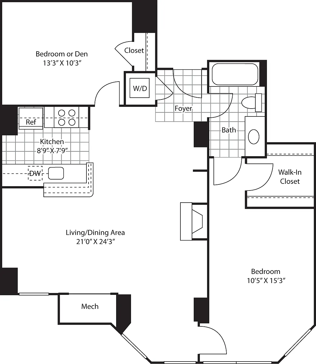Floor plan Cheyenne (One Plus Den)