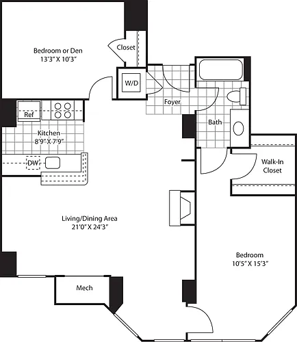 Floor plan Cheyenne (One Plus Den)