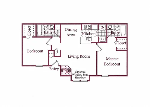 Floor plan B1 Two Beds Two Baths