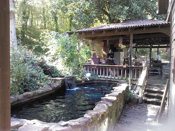 koi pond, falls and pavilion