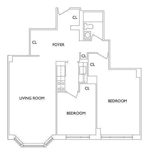 Floor plan JAMES MARQUIS - 2 Bedrooms One Bathroom