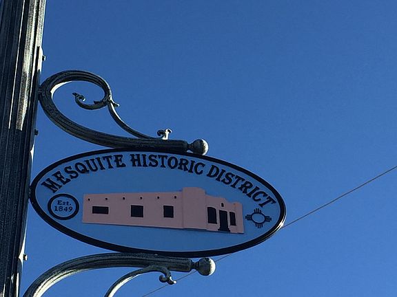 Mesquite Historic District Signage indicating the area as the Original Townsite of Las Cruces