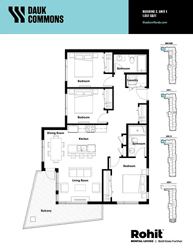 Floor plan Suite I - 3 Bed, 2 Bath