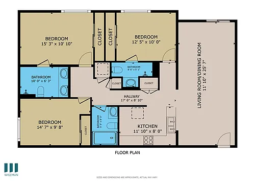 Floor plan Three-Bedroom Three-Bathroom - D