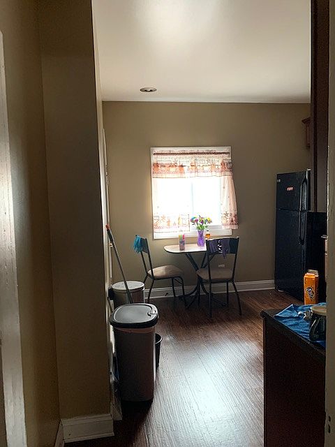 Kitchen with window view of patio