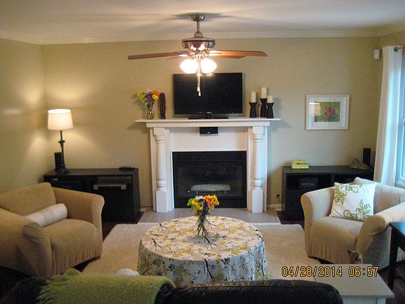 Front room; fireplace