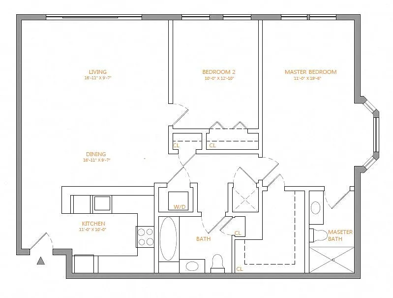 Floor plan 2 Bed/2 Bath-M