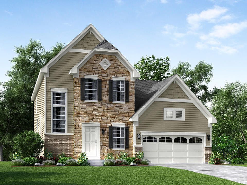 Elevation A Opt Brick Watertable Front with Stone Accent Garage Door