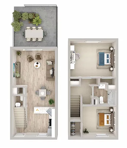 Floor plan 2 Bedroom Townhome
