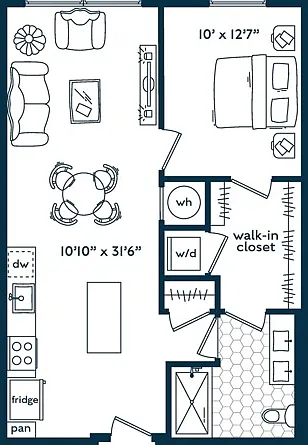 One Bedroom One Bath (713 SF) One Bedroom One Bath (713 SF)