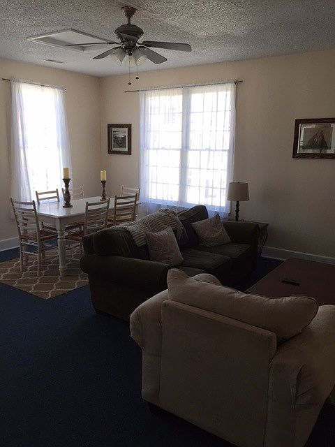 Living room and dining room area