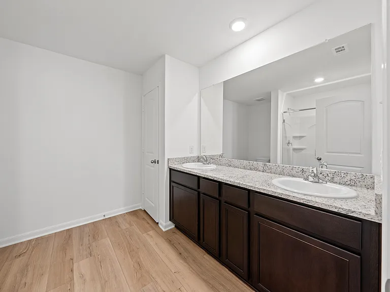 Bathroom with a dual sink vanity.