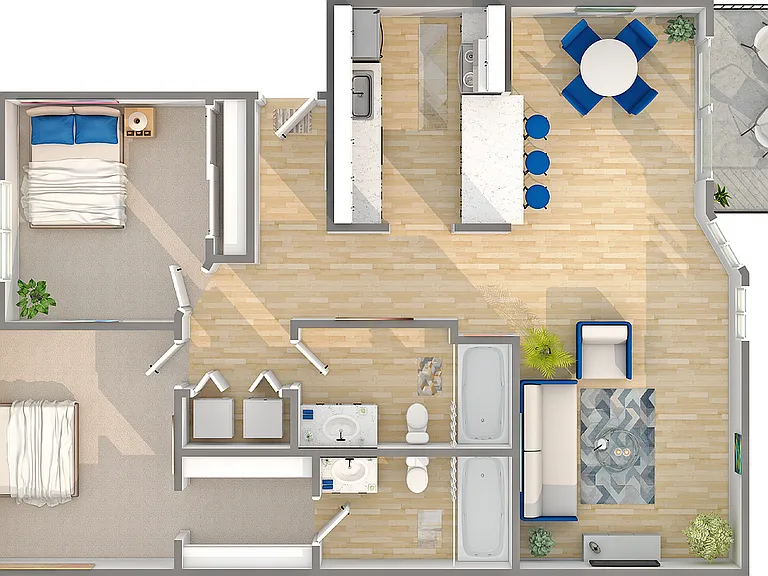 B2 | 2-Bedroom Floorplan B2 | 2-Bedroom Floorplan