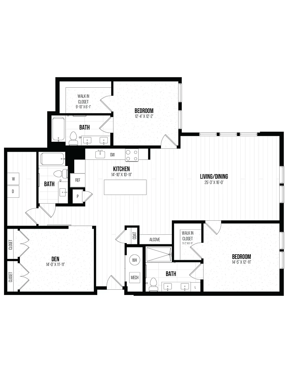 Floor plan 2 Bed/2 Bath Den- 2K+D