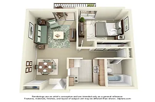 Floor plan 1 Bedroom 1 Bathroom