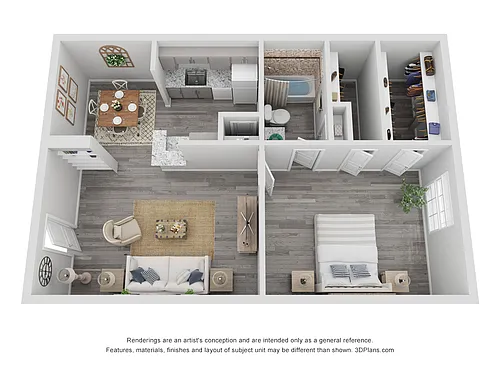 Floor plan 1x1B Renovated 660 sq ft