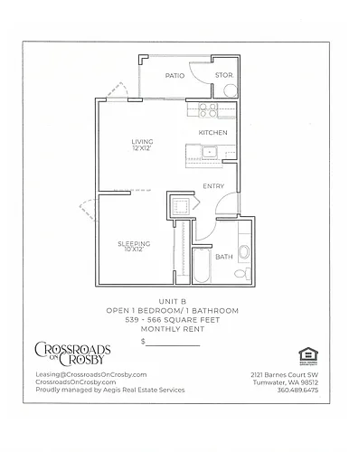 Floor plan Open 1x1