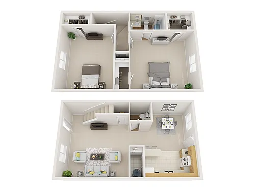 Floor plan 2 Bed / 2 Bath Townhome