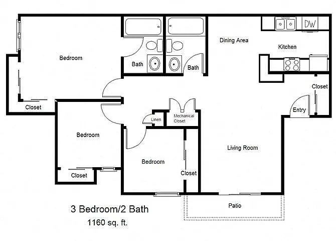 Floor plan Three Bedroom