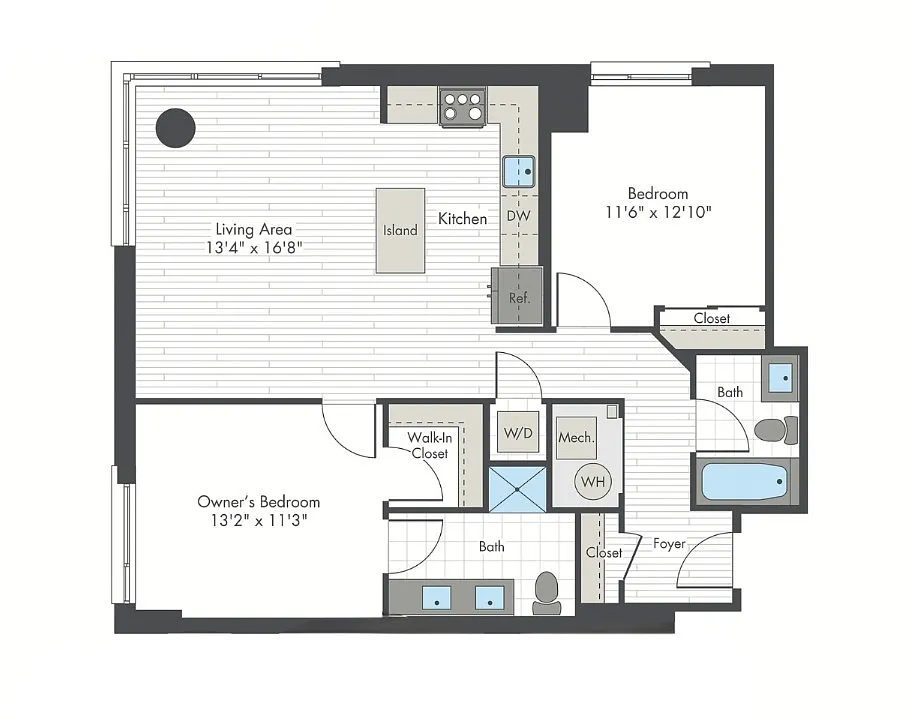 Floor plan 2 Bed/2 Bath-L