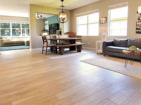 View from front door into living room/dining room