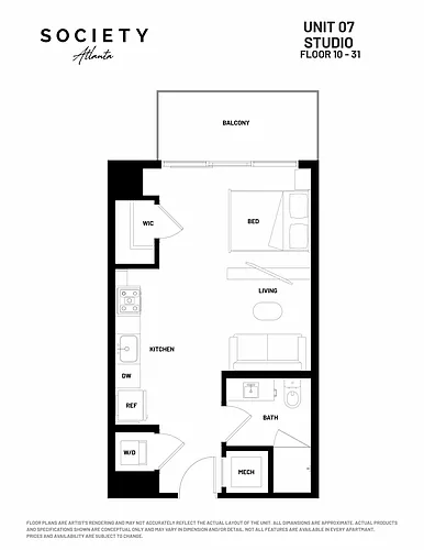 Floor plan JR 1 Bed - S2