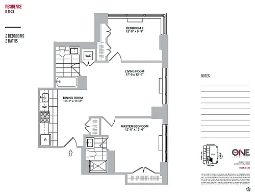 Floor plan 2 Bedroom / 2 Bathroom