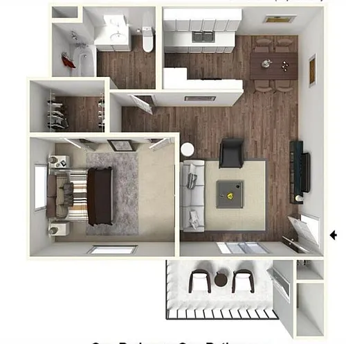Floor plan 1 Bedroom 1 Bath