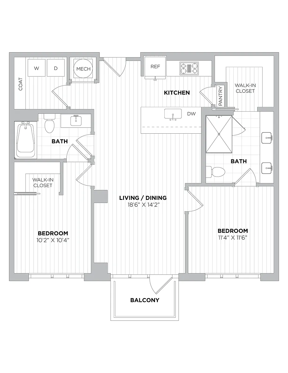 Floor plan 2 Bed/2 Bath-1C