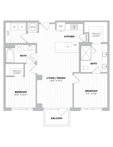 Floor plan 2 Bed/2 Bath-1C
