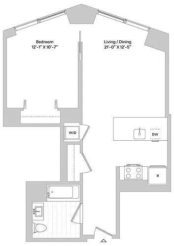 Floor plan A2 | 1 Bed | 1 Bath