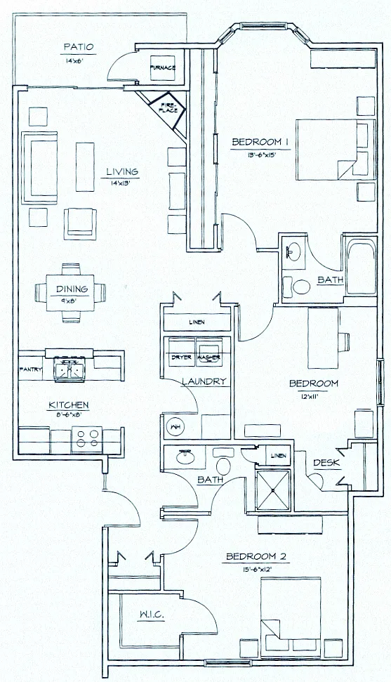 Floor plan 3 Bedroom 2 Bathroom