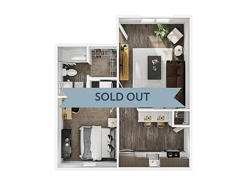 Floor plan 1BR/1BA - Big Sky