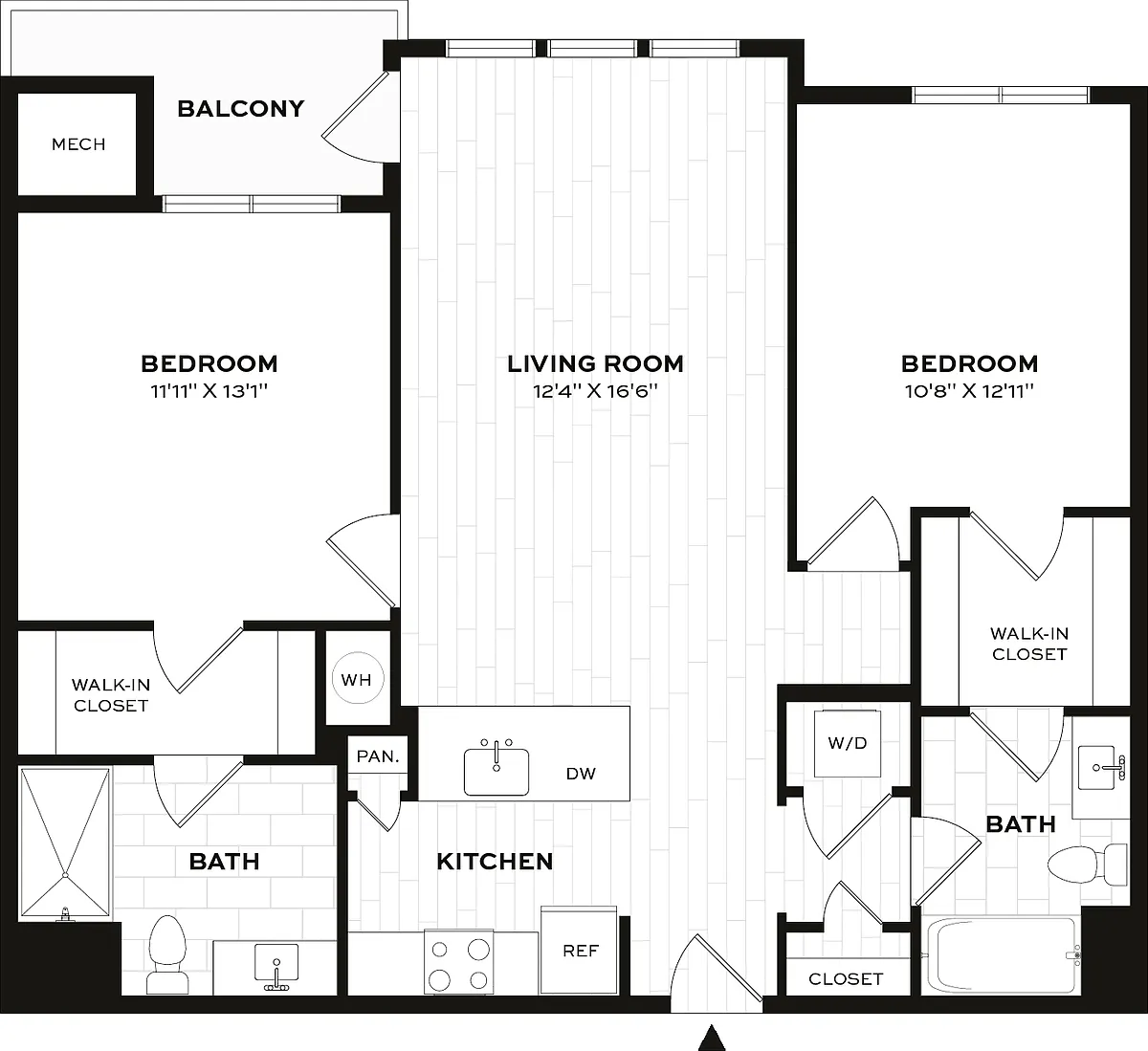 Floor plan 2 Bed/2 Bath-E1