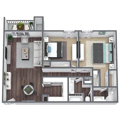 Floor plan B3: 2 Bed 2 Bath