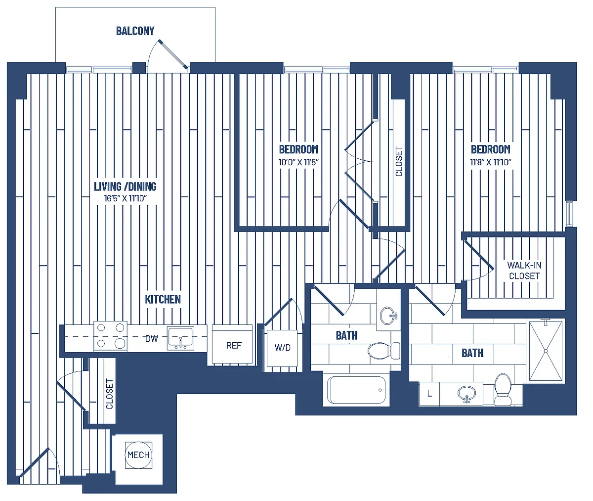 Floor plan 2 Bed/2 Bath-HP1 1108