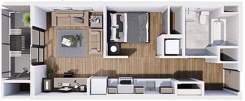 Floor plan Open 1BR