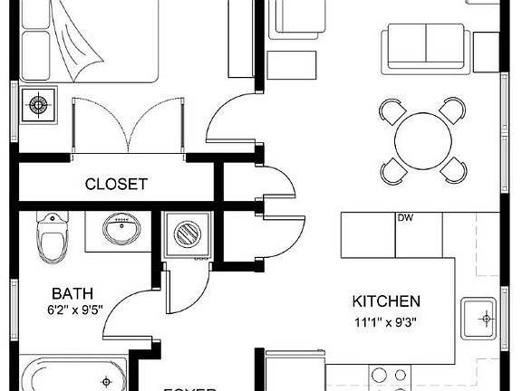 Floor plan of 2nd level one bedroom 180 Hamilton Avenue Greenwich, CT.
