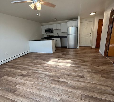 Living room open to the kitchen
