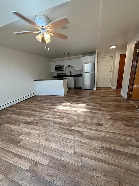 Living room open to the kitchen