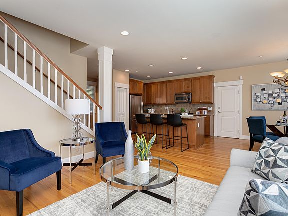 Looking towards the open kitchen and dining room.