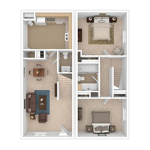 Floor plan 2 Bedroom Townhome - Beechwood Terrace