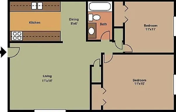 El Madrid 2 Bedroom Floor Plan 2D El Madrid 2 Bedroom Floor Plan 2D