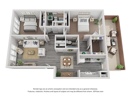 Floor plan 2 Bed 2 Bath Renovated 1001 sq ft