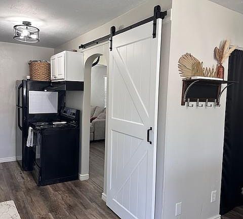Pantry with barn door
